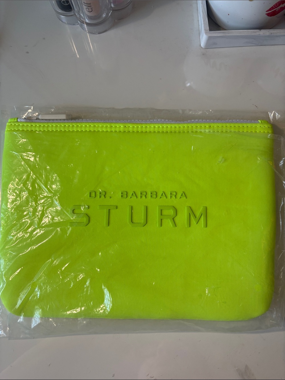 Dr. Barbara Sturm Neon Lime Zip Cosmetic Pouch
